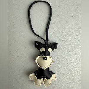 Adorable Schnauzer Bag Charm Keychain – Black Cream PVC Purse Accessory